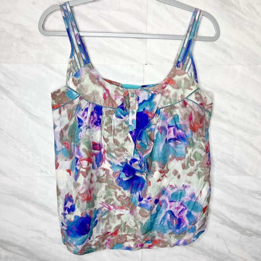 Anthropologie Postage Silken Ladderlace Watercolor Tank Top 6